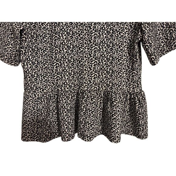 Brand New Anthropologie Maeve Peplum Scoop Neck Leopard Print Black White Tank - Picture 11 of 14